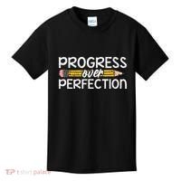 Motivational Progress Over Perfection Back To School Teacher Kids T-Shirt thumb 0