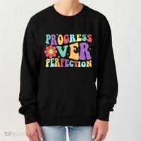 Motivational Progress Over Perfection Back To School Teacher Women's Sweatshirt thumb 0