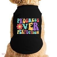 Motivational Progress Over Perfection Back To School Teacher Doggie Tank thumb 0