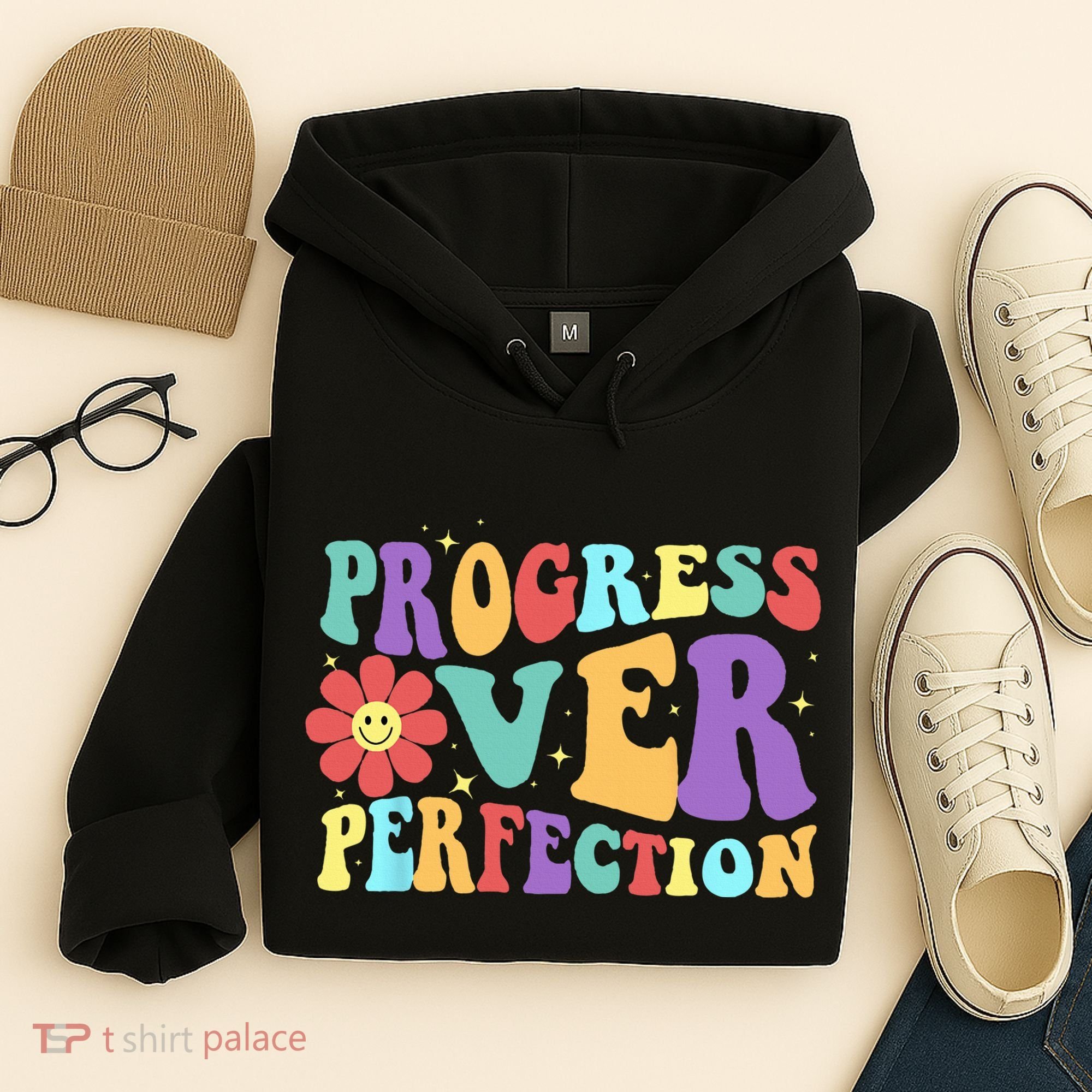 Motivational Progress Over Perfection Back To School Teacher Hoodie