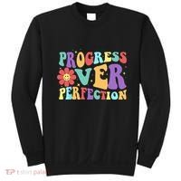 Motivational Progress Over Perfection Back To School Teacher Sweatshirt thumb 0