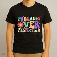 Motivational Progress Over Perfection Back To School Teacher T-Shirt thumb 3