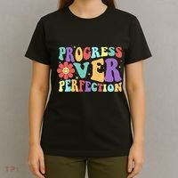 Motivational Progress Over Perfection Back To School Teacher T-Shirt thumb 4