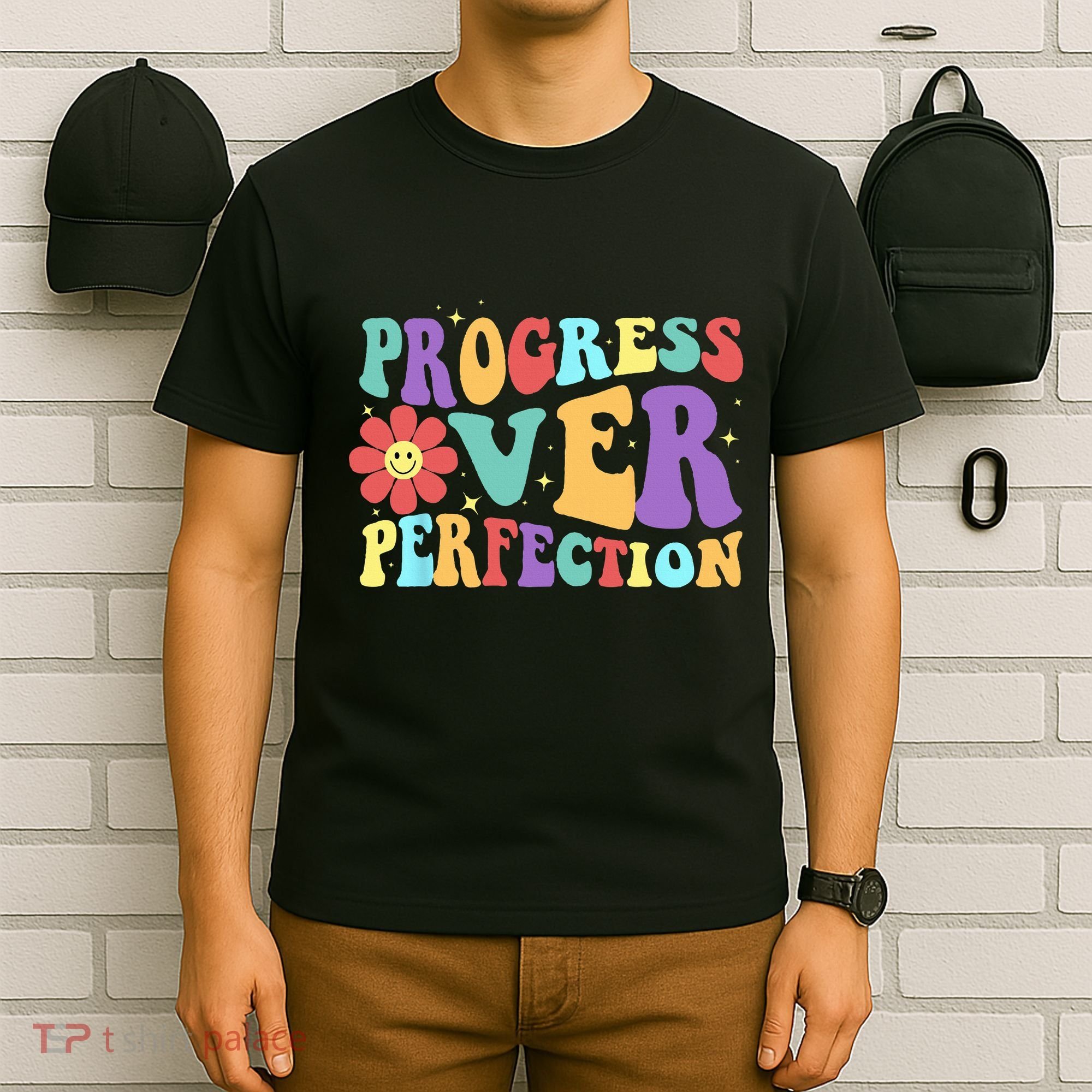 Motivational Progress Over Perfection Back To School Teacher T-Shirt