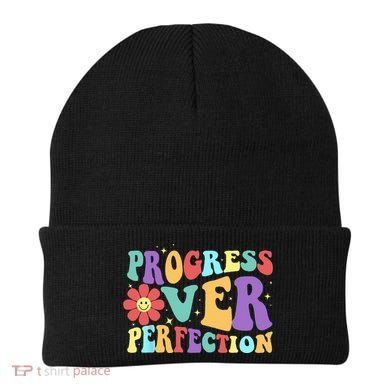 Motivational Progress Over Perfection Back To School Teacher Beanie