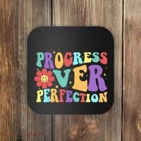 Motivational Progress Over Perfection Back To School Teacher Coaster thumb 0
