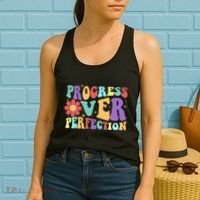 Motivational Progress Over Perfection Back To School Teacher Women's Tank Top thumb 2