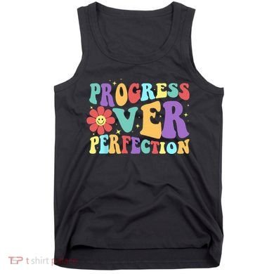 Motivational Progress Over Perfection Back To School Teacher Tank Top