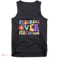Motivational Progress Over Perfection Back To School Teacher Tank Top thumb 0