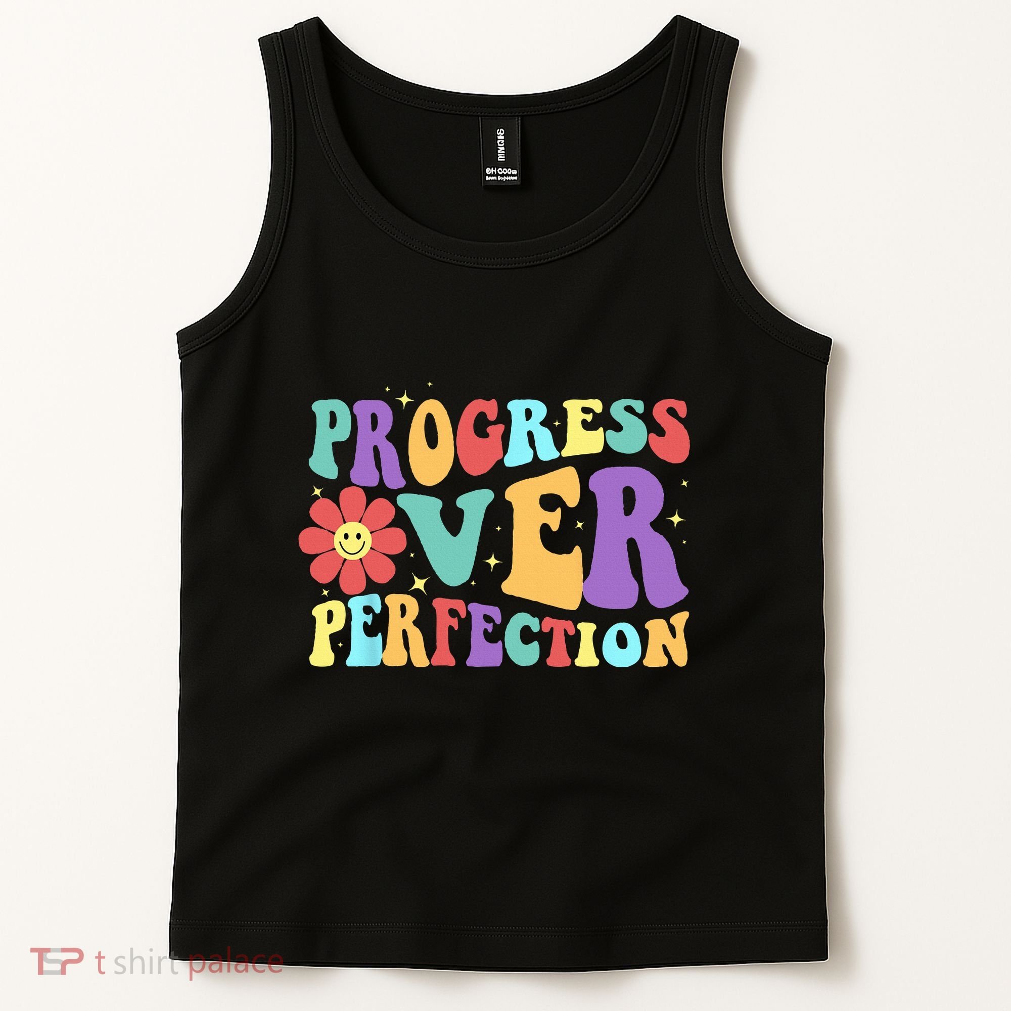 Motivational Progress Over Perfection Back To School Teacher Tank Top