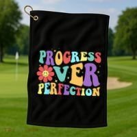 Motivational Progress Over Perfection Back To School Teacher Golf Towel thumb 1