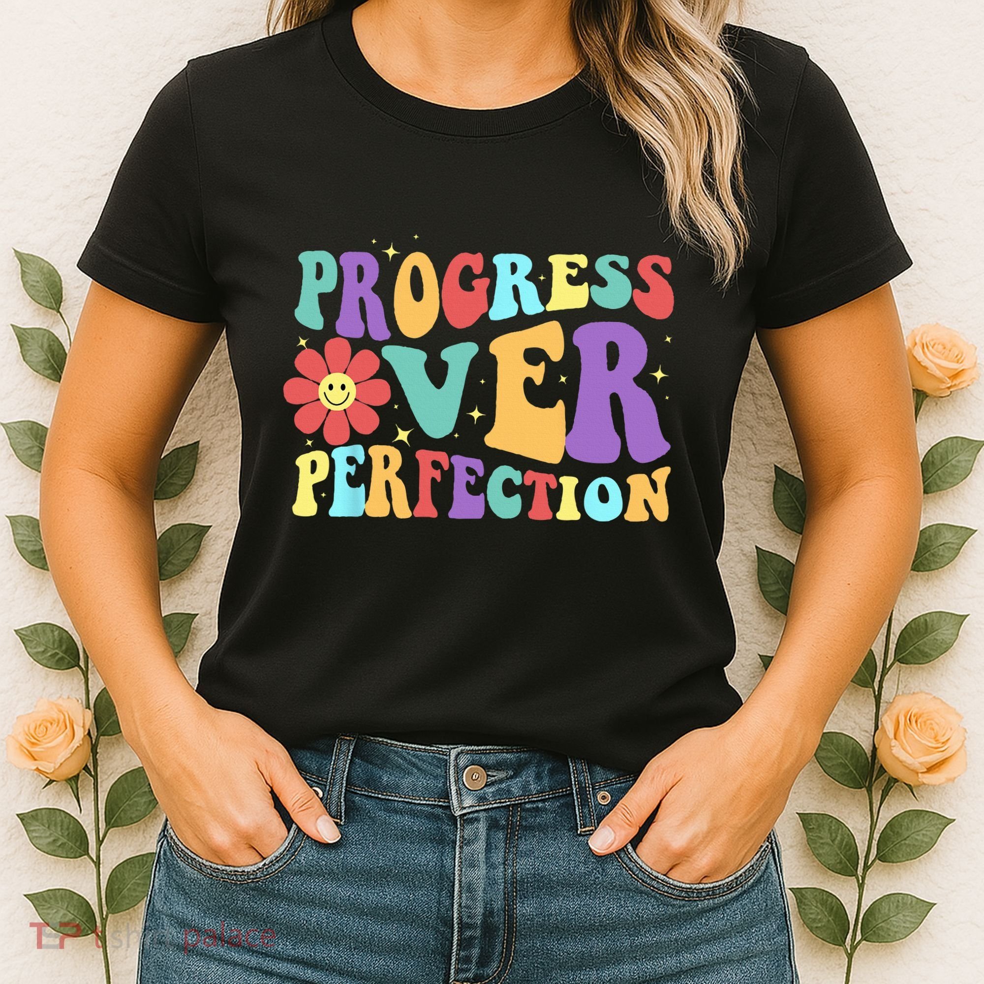 Motivational Progress Over Perfection Back To School Teacher Women's T-Shirt