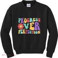 Motivational Progress Over Perfection Back To School Teacher Kids Sweatshirt thumb 0