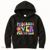 Motivational Progress Over Perfection Back To School Teacher Kids Hoodie thumb 0