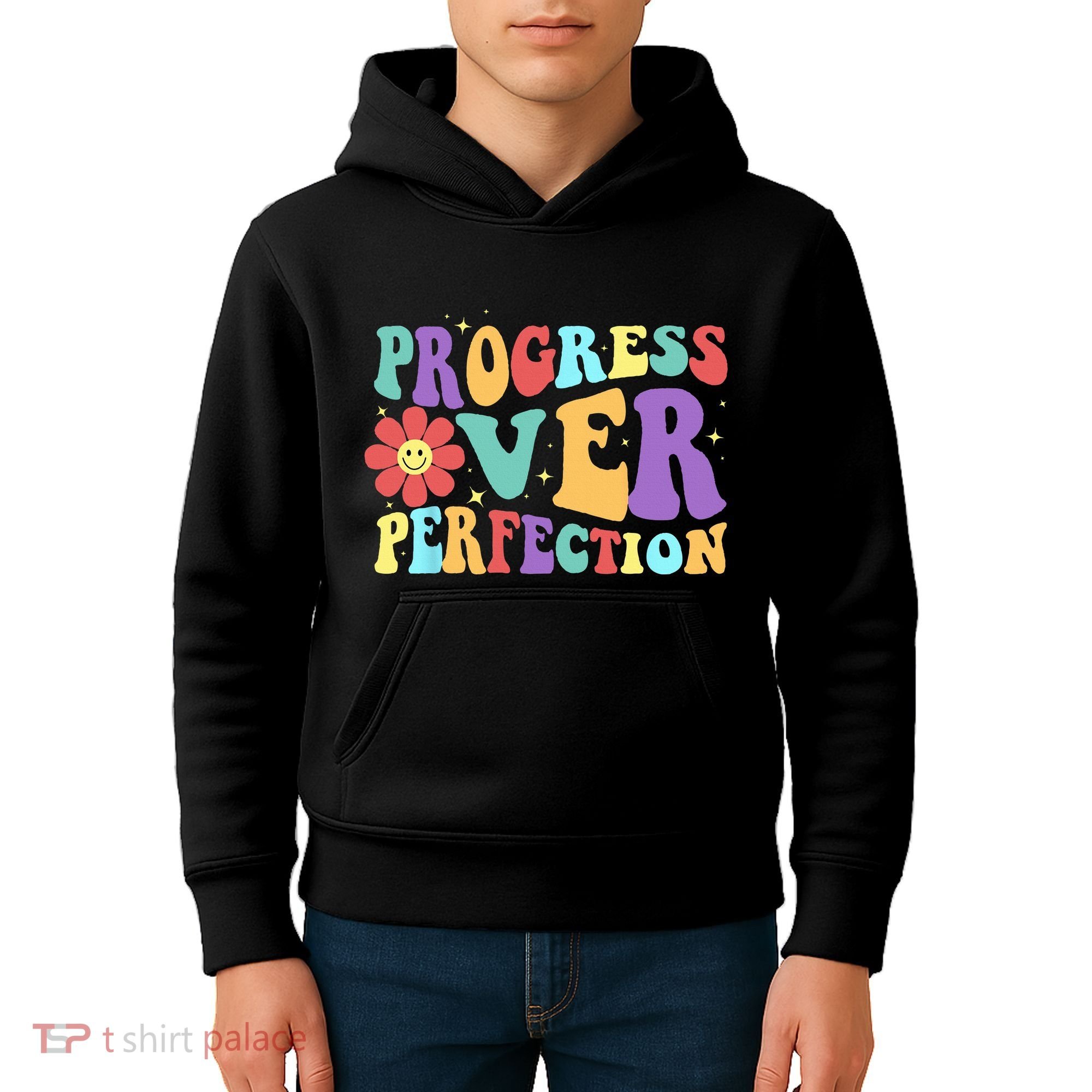 Motivational Progress Over Perfection Back To School Teacher Kids Hoodie