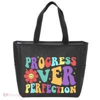 Motivational Progress Over Perfection Back To School Teacher Tote Bag thumb 0