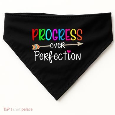 Motivational Progress Over Perfecti To School Teacher Gift USA-Made Doggie Bandana
