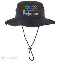 Motivational Progress Over Perfecti To School Teacher Gift Bucket Hat thumb 0