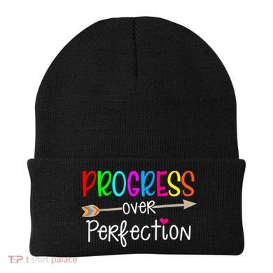 Motivational Progress Over Perfecti To School Teacher Gift Beanie