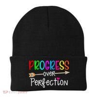 Motivational Progress Over Perfecti To School Teacher Gift Beanie thumb 0