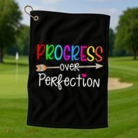 Motivational Progress Over Perfecti To School Teacher Gift Golf Towel thumb 1