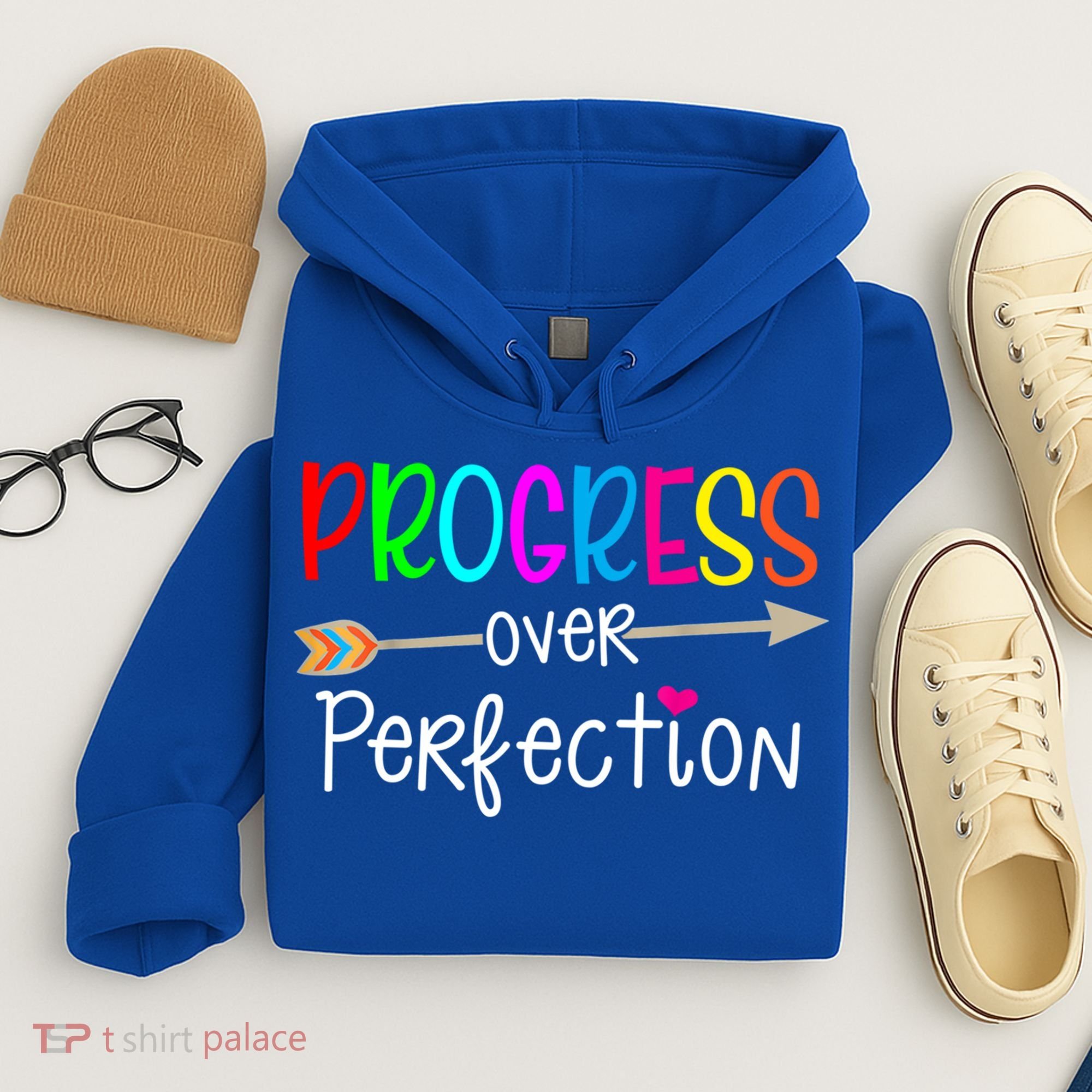 Motivational Progress Over Perfecti To School Teacher Gift Hoodie