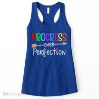 Motivational Progress Over Perfecti To School Teacher Gift Women's Tank Top thumb 0