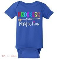 Motivational Progress Over Perfecti To School Teacher Gift Baby Bodysuit thumb 0