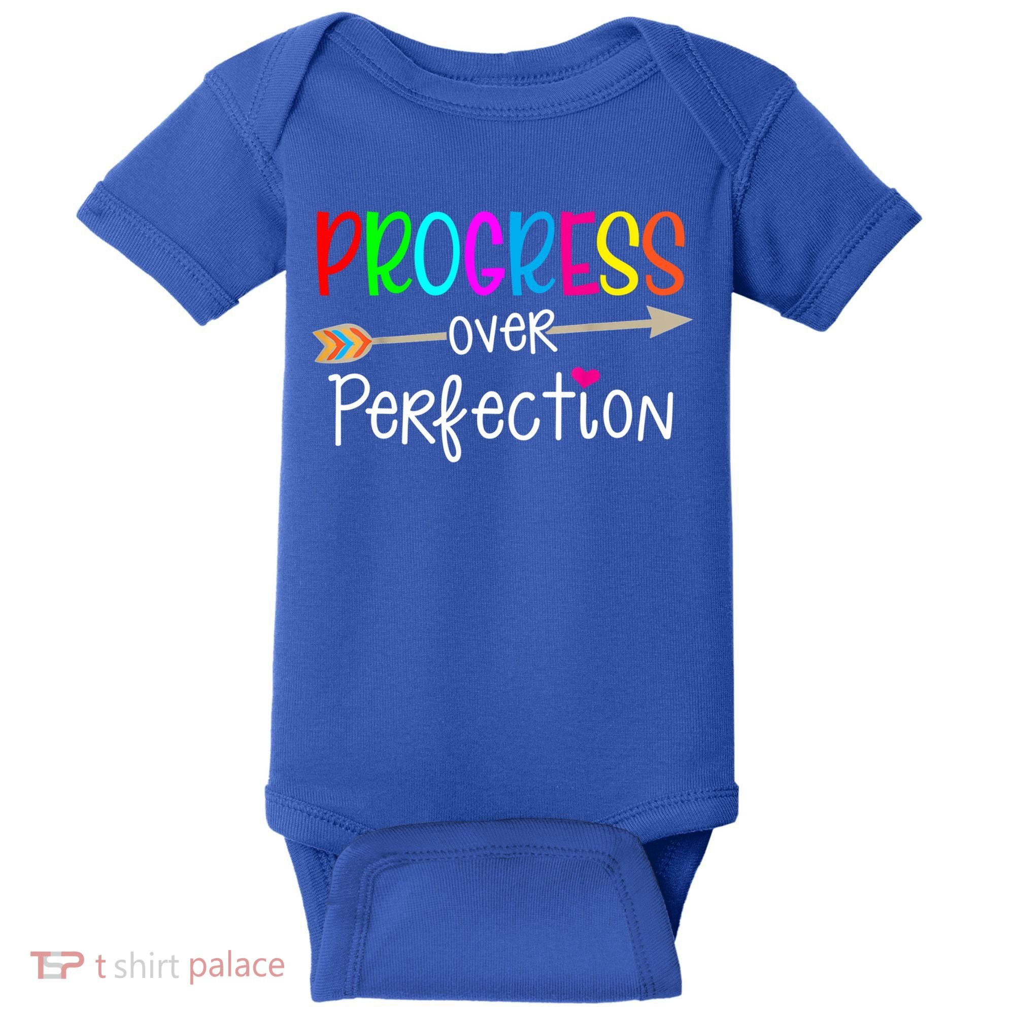 Motivational Progress Over Perfecti To School Teacher Gift Baby Bodysuit