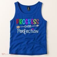 Motivational Progress Over Perfecti To School Teacher Gift Tank Top thumb 2