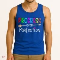 Motivational Progress Over Perfecti To School Teacher Gift Tank Top thumb 3