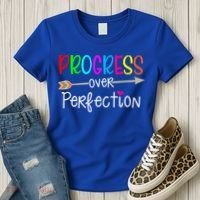 Motivational Progress Over Perfecti To School Teacher Gift Women's T-Shirt thumb 3