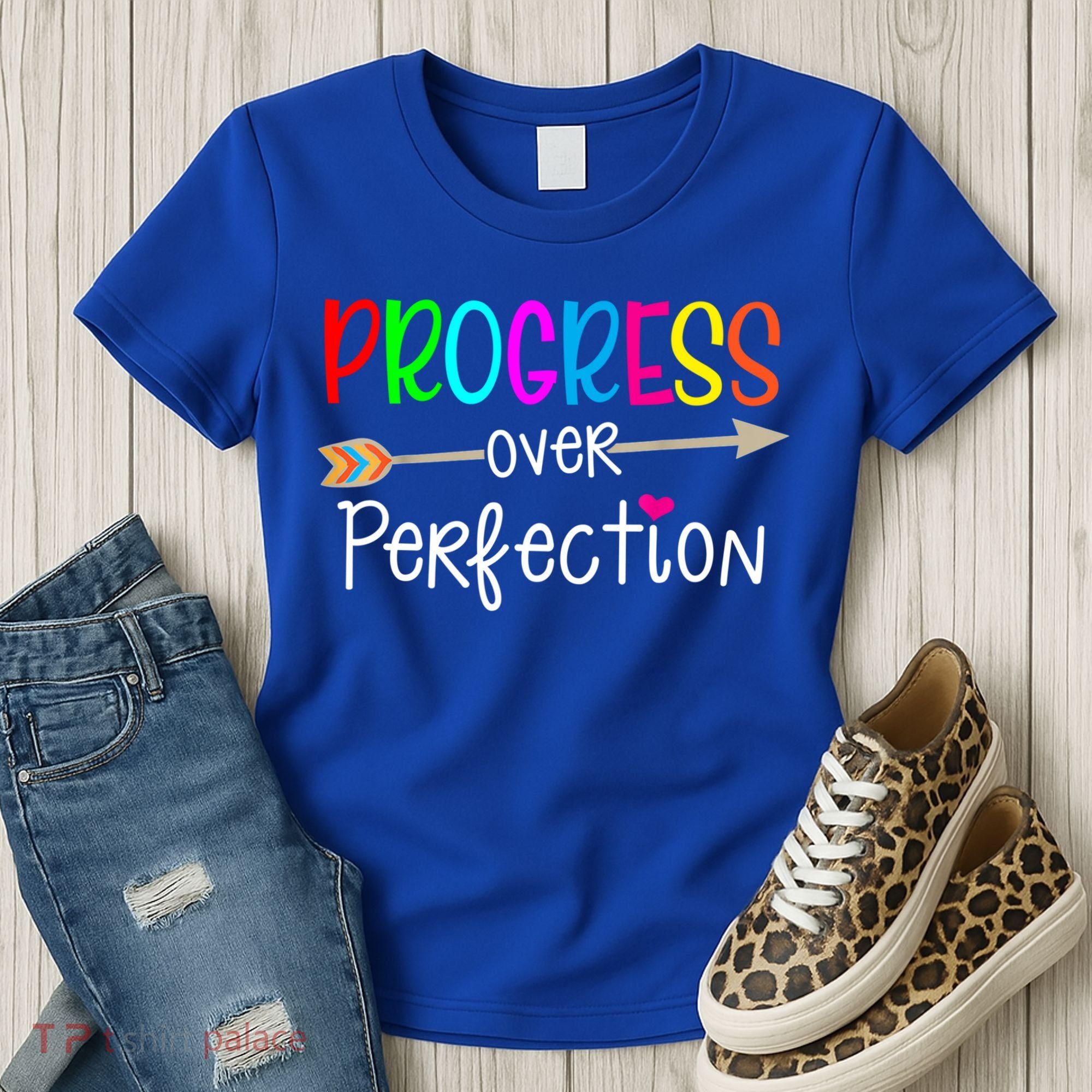 Motivational Progress Over Perfecti To School Teacher Gift Women's T-Shirt