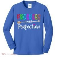 Motivational Progress Over Perfecti To School Teacher Gift Kids Long Sleeve Shirt thumb 0