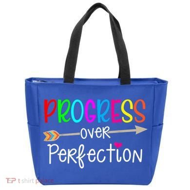 Motivational Progress Over Perfecti To School Teacher Gift Tote Bag
