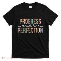 Motivational Progress Over Perfection Leopard Print Teacher T-Shirt thumb 0