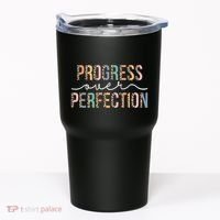 Motivational Progress Over Perfection Leopard Print Teacher Tumbler thumb 0
