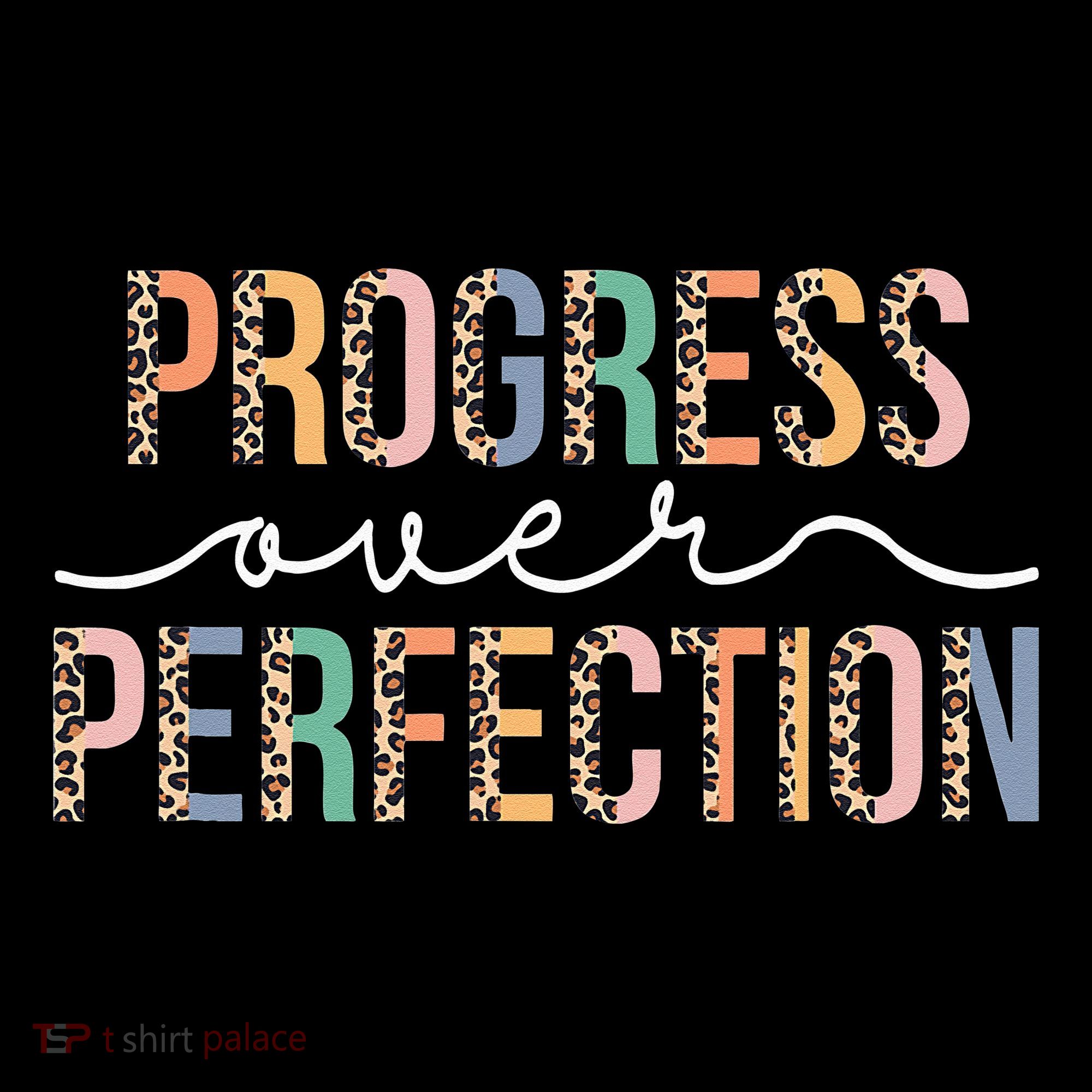 Motivational Progress Over Perfection Leopard Print Teacher Mousepad