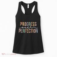 Motivational Progress Over Perfection Leopard Print Teacher Women's Tank Top thumb 0
