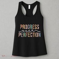 Motivational Progress Over Perfection Leopard Print Teacher Women's Tank Top thumb 3