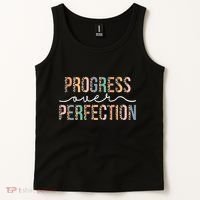Motivational Progress Over Perfection Leopard Print Teacher Tank Top thumb 2