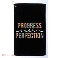Motivational Progress Over Perfection Leopard Print Teacher Golf Towel thumb 0