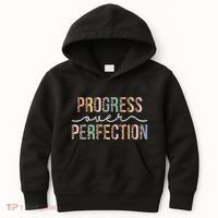Motivational Progress Over Perfection Leopard Print Teacher Kids Hoodie thumb 0