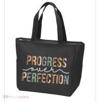 Motivational Progress Over Perfection Leopard Print Teacher Tote Bag thumb 3