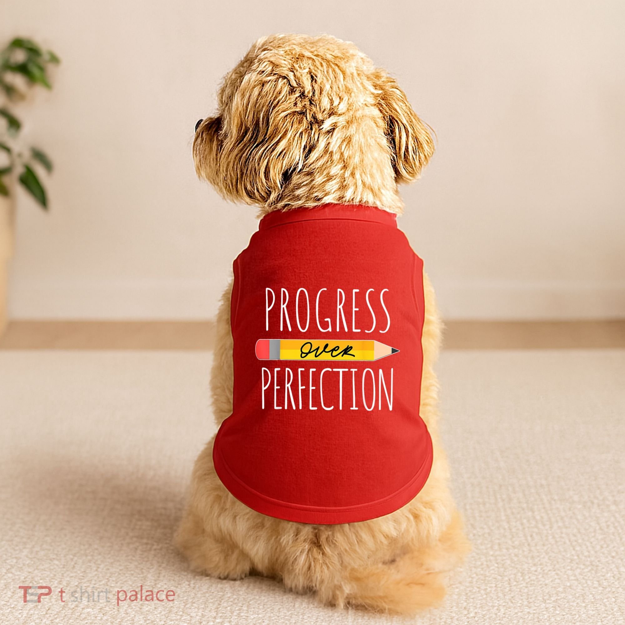 Motivational Progress Over Perfection Back To School Teacher Doggie Tank