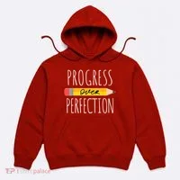 Motivational Progress Over Perfection Back To School Teacher Hoodie thumb 0