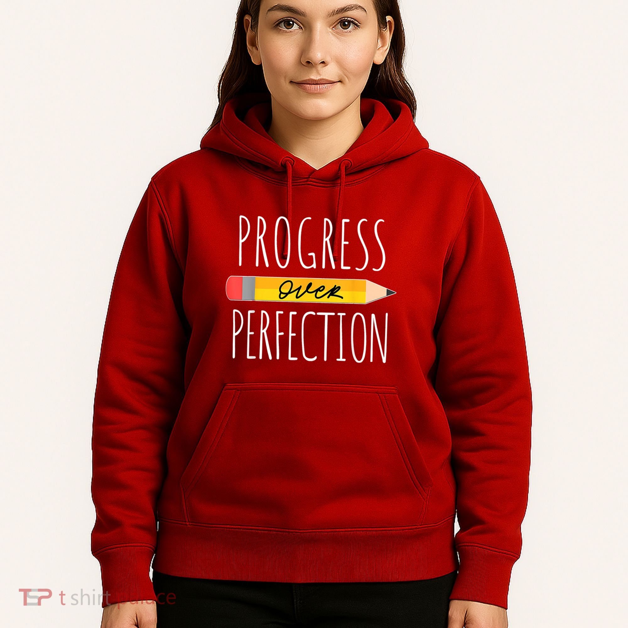 Motivational Progress Over Perfection Back To School Teacher Hoodie