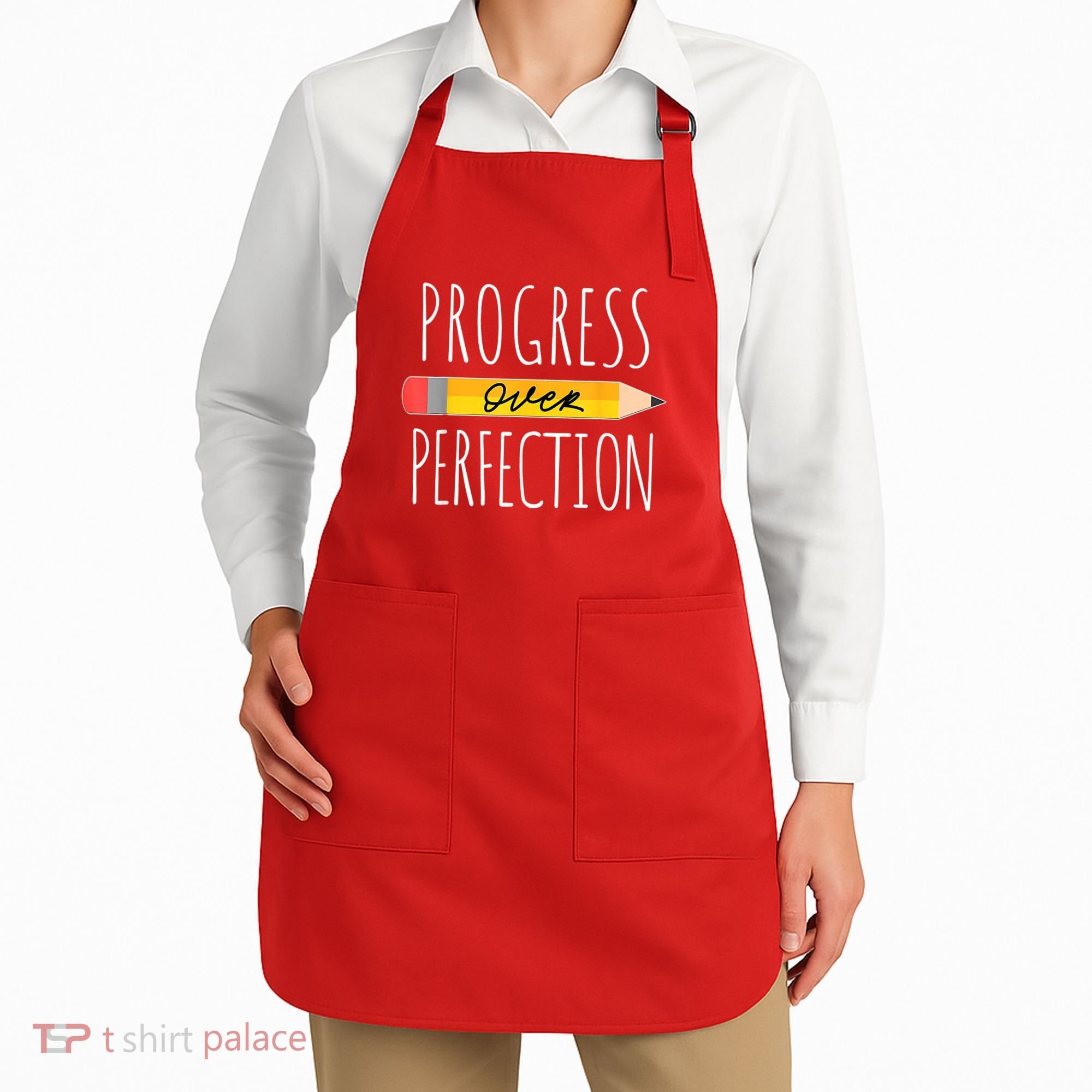 Motivational Progress Over Perfection Back To School Teacher Apron