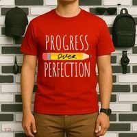 Motivational Progress Over Perfection Back To School Teacher T-Shirt thumb 6
