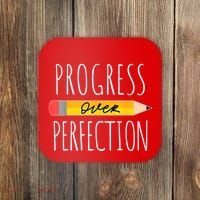 Motivational Progress Over Perfection Back To School Teacher Coaster thumb 0
